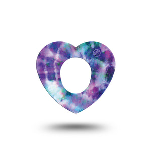 ExpressionMed Purple Tie Dye Dexcom G7 Heart Adhesive Patch