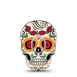 ExpressionMed Dexcom G7/Dexcom ONE+ Transmitter Sticker (Dia De Los Muertos Skull Shape)