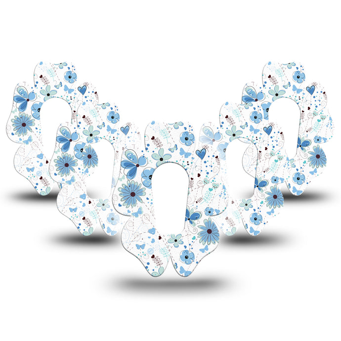 ExpressionMed G6/One Cute Blue Flowers Flower Shaped Adhesive Patch Dexcom