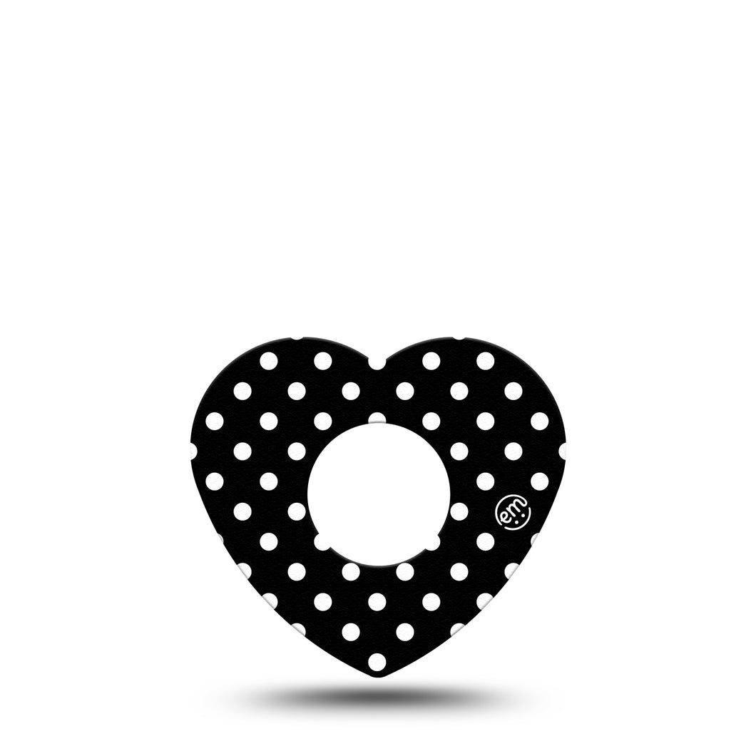 ExpressionMed Black & White Polka Dot Heart Adhesive Patch Infusion Set