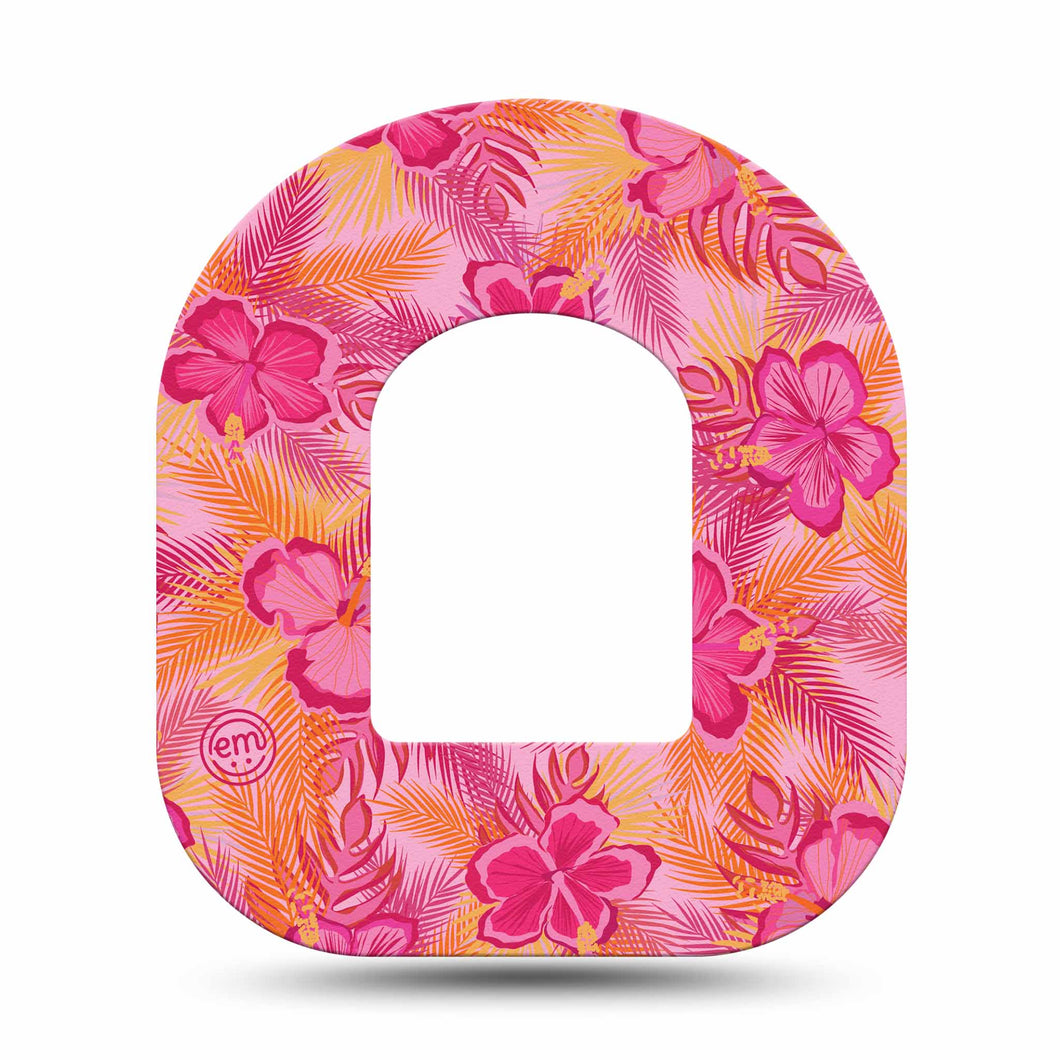 ExpressionMed Pink Hibiscus Adhesive Patch Omnipod
