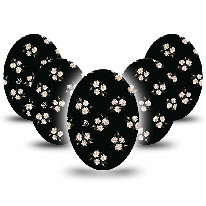 ExpressionMed Black Daisies Adhesive Patch Oval