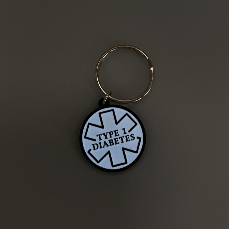 ETC (Type 1 Diabetes) Black & White Glow in the Dark Medical Alert Keyring