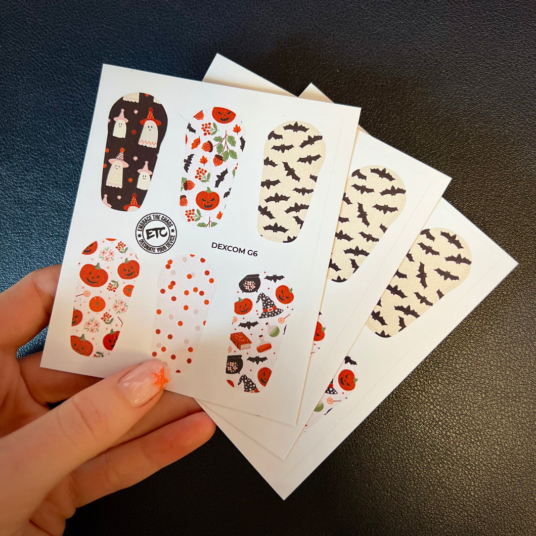 Dexcom G6/One Sensor Stickers (Boho Halloween) 6 pack