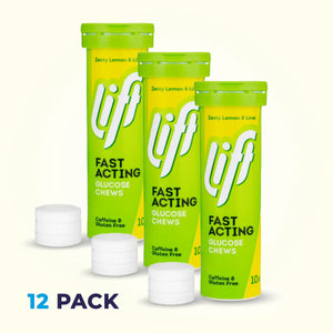 Box of 12 Tubes Lift Zesty Lemon & Lime GlucoTabs (120 tablets)