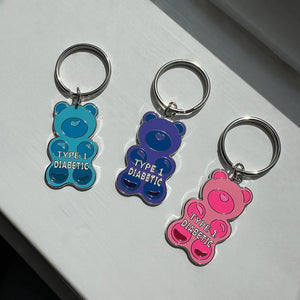 ETC Gummy Bear - Type 1 Diabetic (BLUE) Medical Alert Keyring