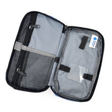 open kit bag grey black elastic mesh compartment diabetic supply logo