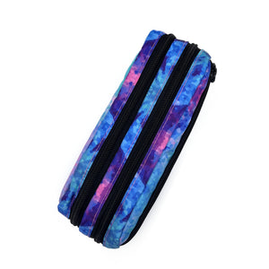 blue purple patterned kitbag black zips