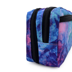 Blue Purple patterned kitbag black zips