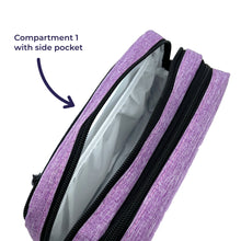 mauve kitbag isothermal compartment black zips