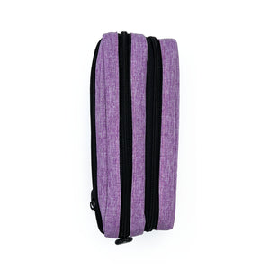 Purple mauve kitbag top view black zips