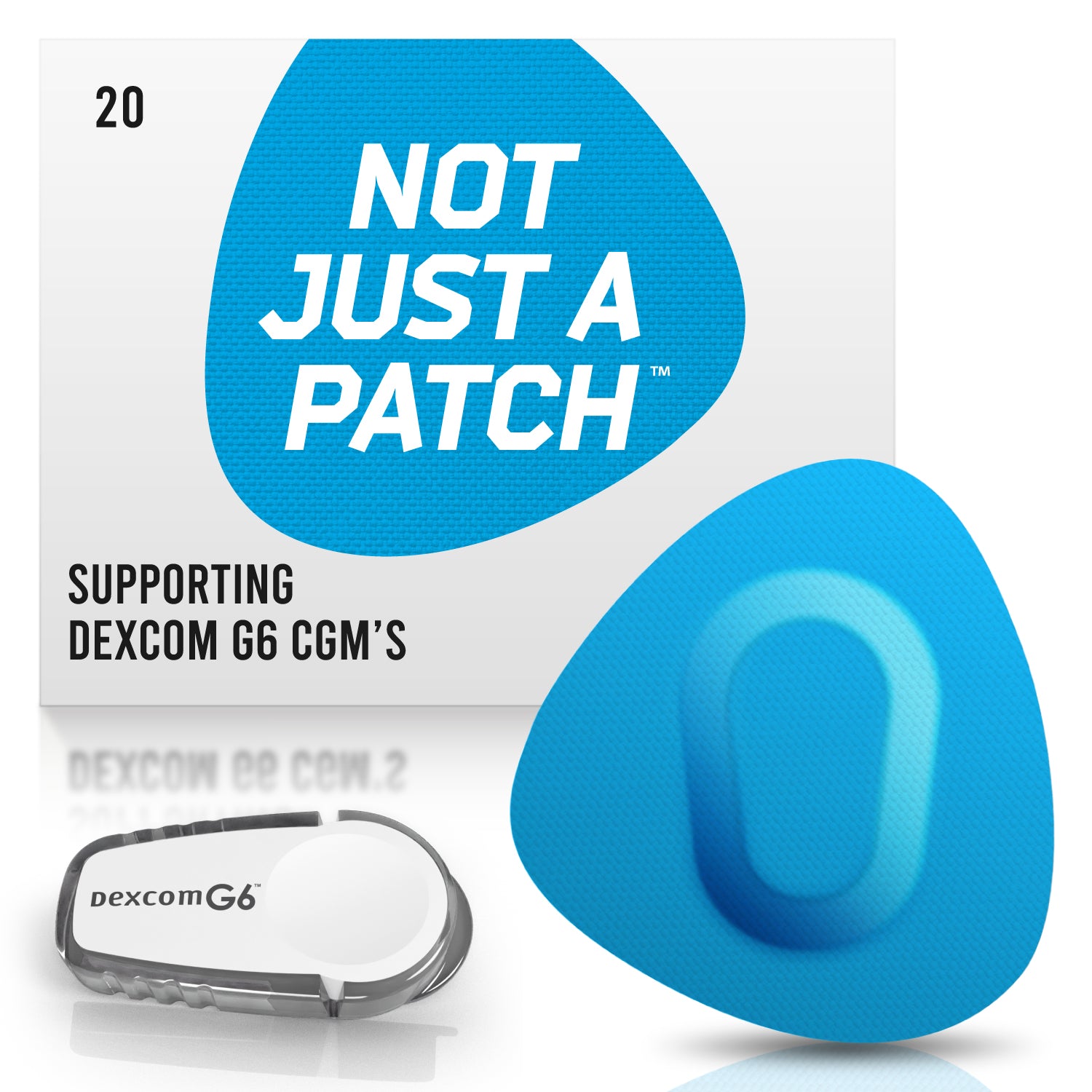 Not Just A Patch Dexcom G6 Adhesive Patches (20 Pack) - Dexcom G6 Stickers  Adhesive Patches for Skin - Water Resistant Dexcom Overpatch G6 for Active