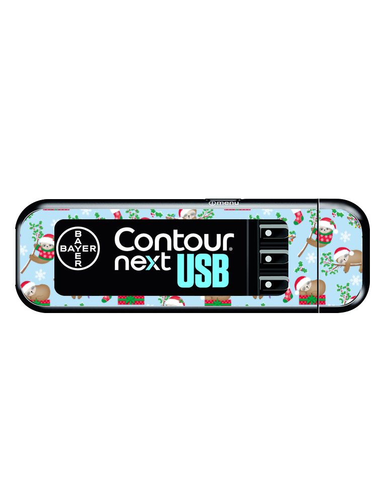 Bayer Contour Next USB Vinyl Sticker (Sloth Santas)